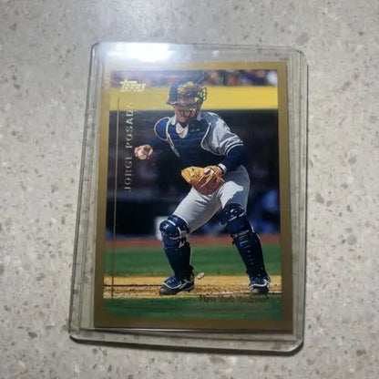Jorge Posada 1999 Topps trading card featuring New York Yankees HOF player