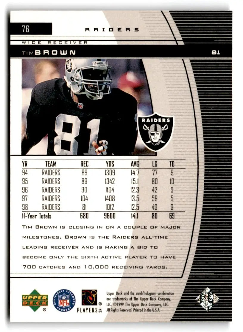 1999 Upper Deck Black Diamond #76 Tim Brown - Trading Card