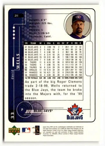 1999 Upper Deck MVP #211 David Wells NM ID:51663 - Trading Cards