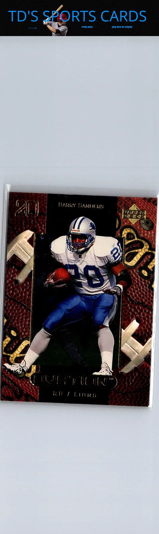 Sports trading card featuring Barry Sanders from 1999 Upper Deck Ovation deck ovation