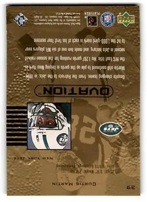 Curtis Martin football card from 1999 Upper Deck Ovation #39 collectible series