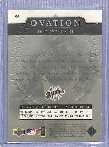 Upper Deck Ovation Baseball Card featuring Tony Gwynn from the San Diego Padres