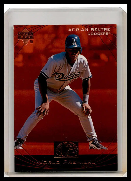 Baseball card of Adrian Beltre in fielding stance, 1999 Upper Deck Ovation #63