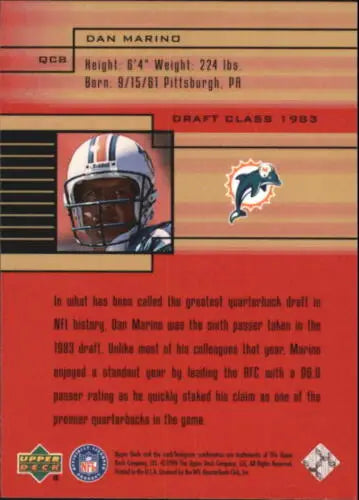 Dan Marino 1999 Upper Deck Quarterback Class #QC8 football card in original gloss