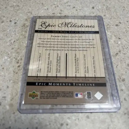 Upper Deck Sammy Sosa 1999 baseball card celebrating his 66th home run milestone