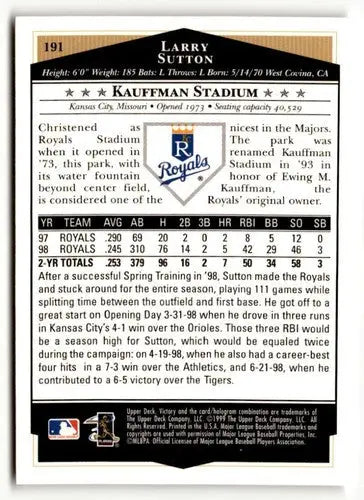 1999 Upper Deck Victory #191 Larry Sutton NM ID:51653 - Trading Cards