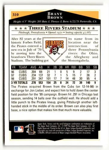 1999 Upper Deck Victory #310 Brant Brown NM ID:51661 - Trading Cards