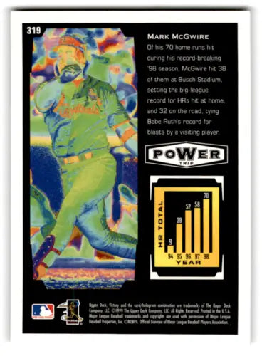 1999 Upper Deck Victory #319 Mark McGwire baseball card with original gloss in NM condition