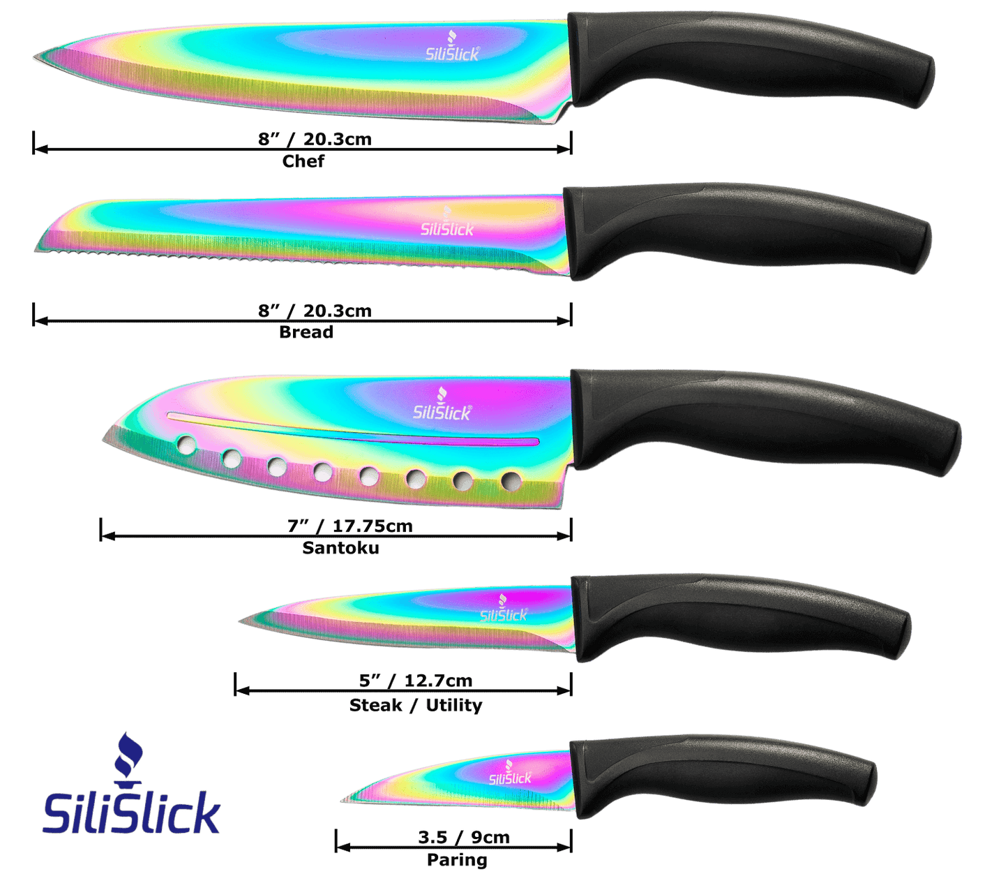 Kitchen Knife Set -measurements of each knife