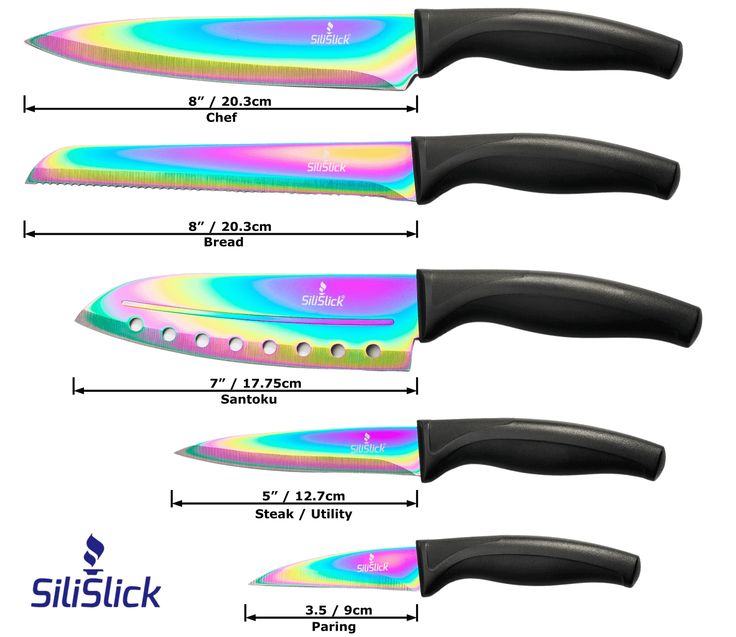 Kitchen Knife Set -measurements of each knife