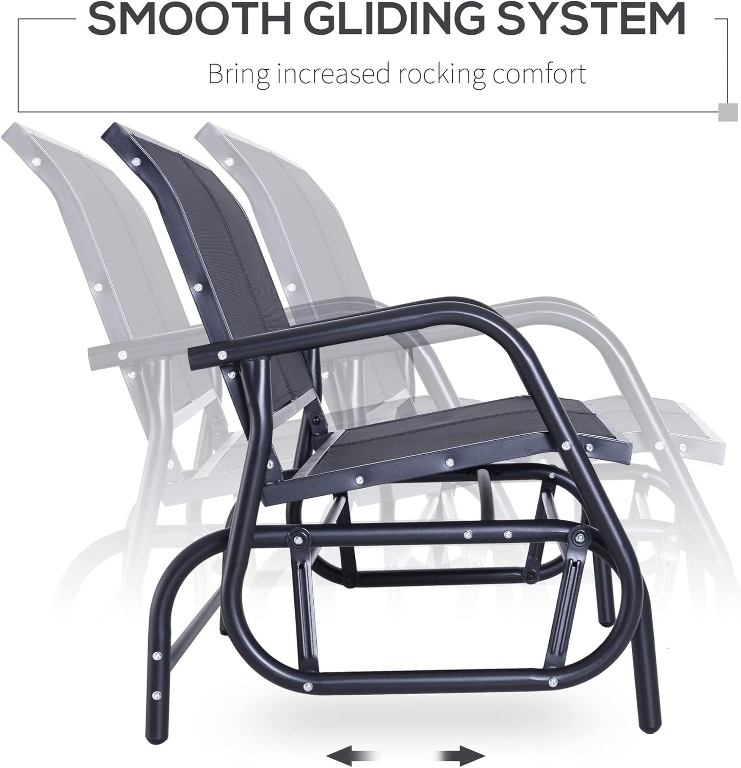 Two Person Outdoor Glider Bench with Steel Frame-3