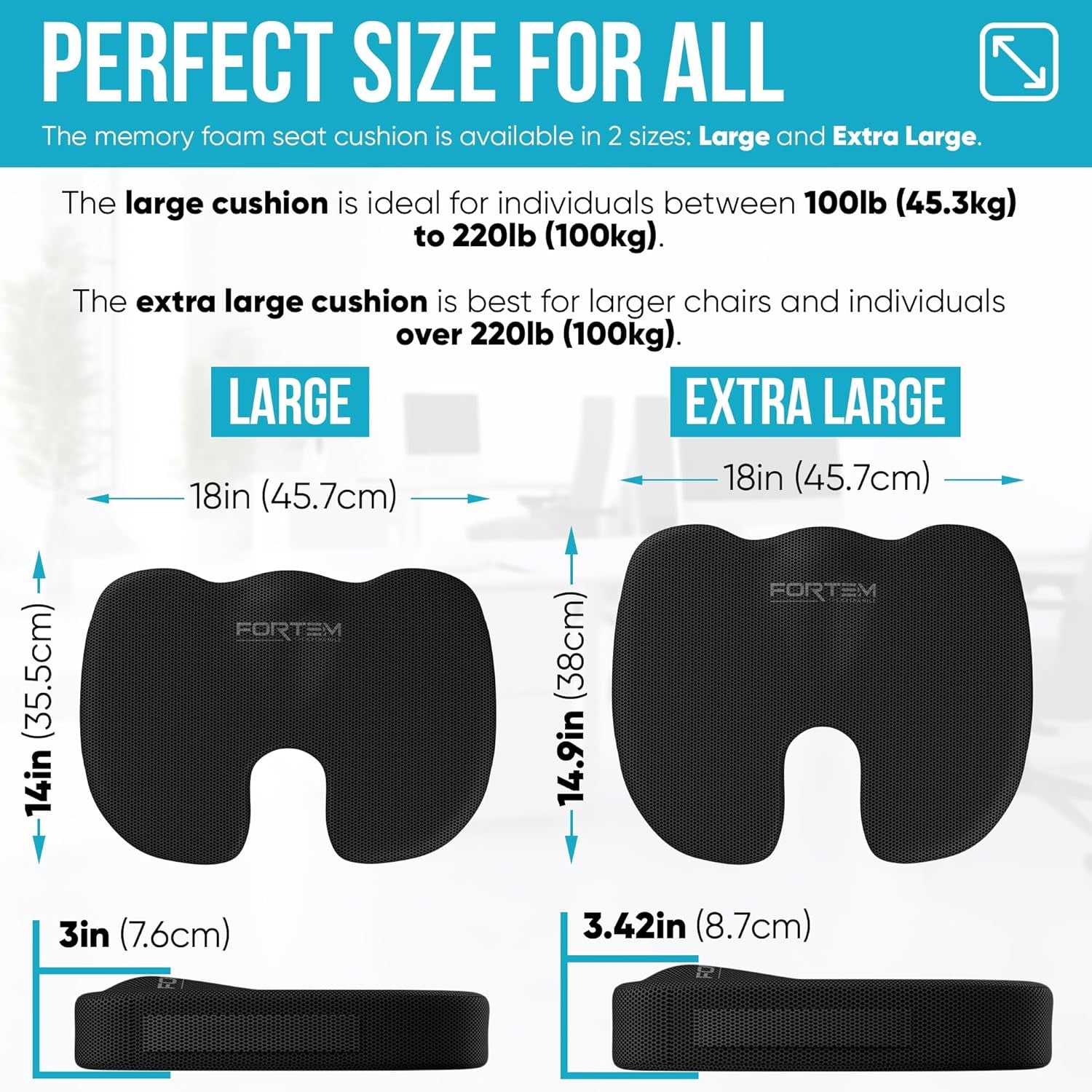 Seat Cushion and Lumbar Support for Office Chair, Desk Chair Cushion, Memory Foam Office Chair Cushion, Non Slip Sitting and Back Pillow for Gaming, Car Seat Cushion, Chair Pad, XL-1