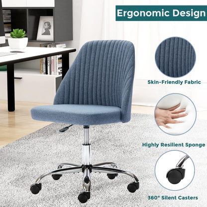 Home Office Desk Chair, Office Chairs Desk Chair Rolling Task Chair Computer Chair Adjustable with Wheels Armless for Bedroom, Vanity Chair for Makeup Room, Living Room-2