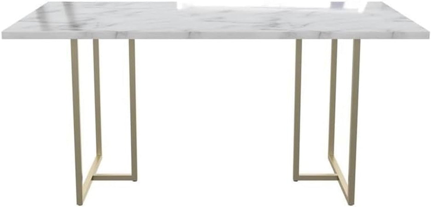 Cosmoliving Astor Dining Table, White Marble Top with Gold Legs-4
