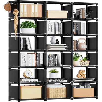Bookcase, 18-Cube Extra Large Book Shelf, DIY Cube Storage Organizer for Bedroom, Living Room, Home Office - Black-0