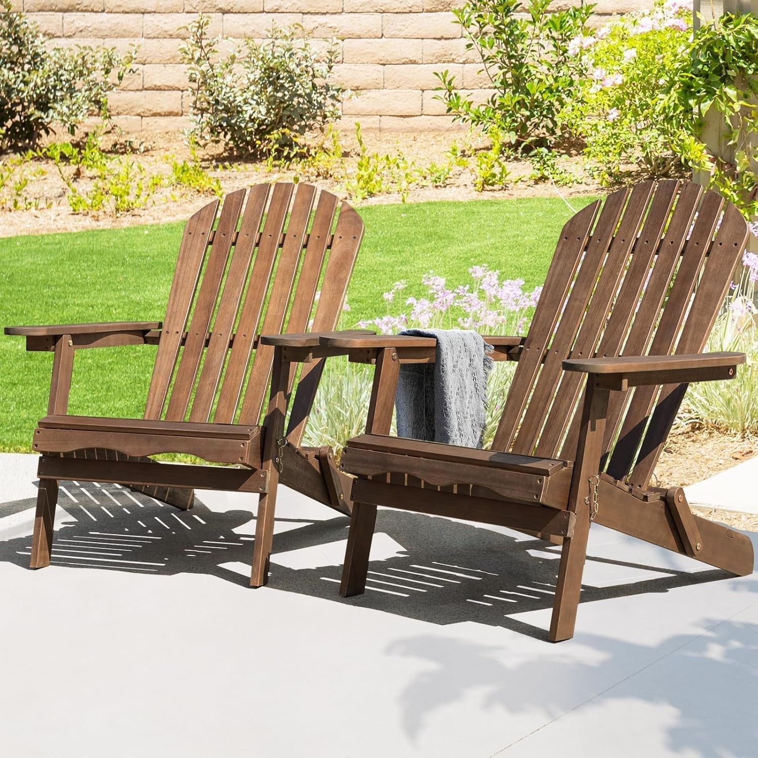 Outdoor Adirondack Chair Set Foldable Pre-Assembled Comfort-0
