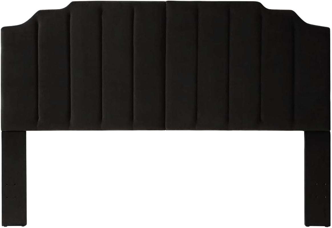 Elegant Black Velvet Tufted King Upholstered Headboard-2