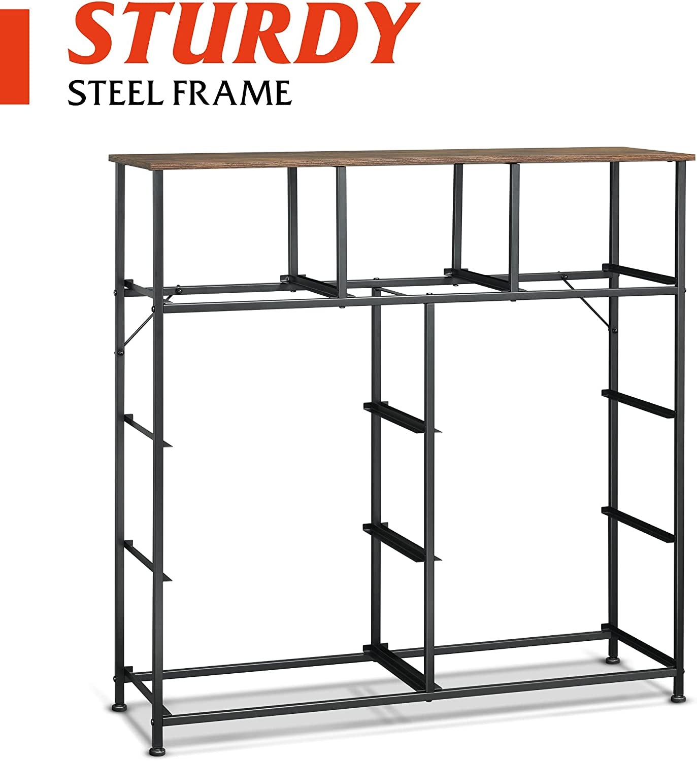 Fabric Storage Tower with 9 Drawers, Rustic Brown-1