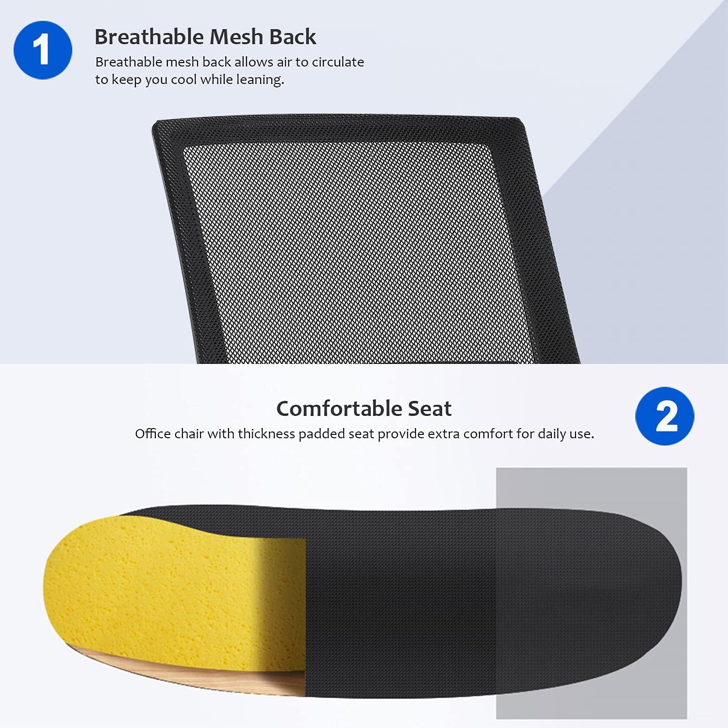 Office Chair Ergonomic Desk Chair Mid-Back Mesh Computer Chair Lumbar Support Comfortable Executive Adjustable Rolling Swivel Task Chair with Armrests,Black-3