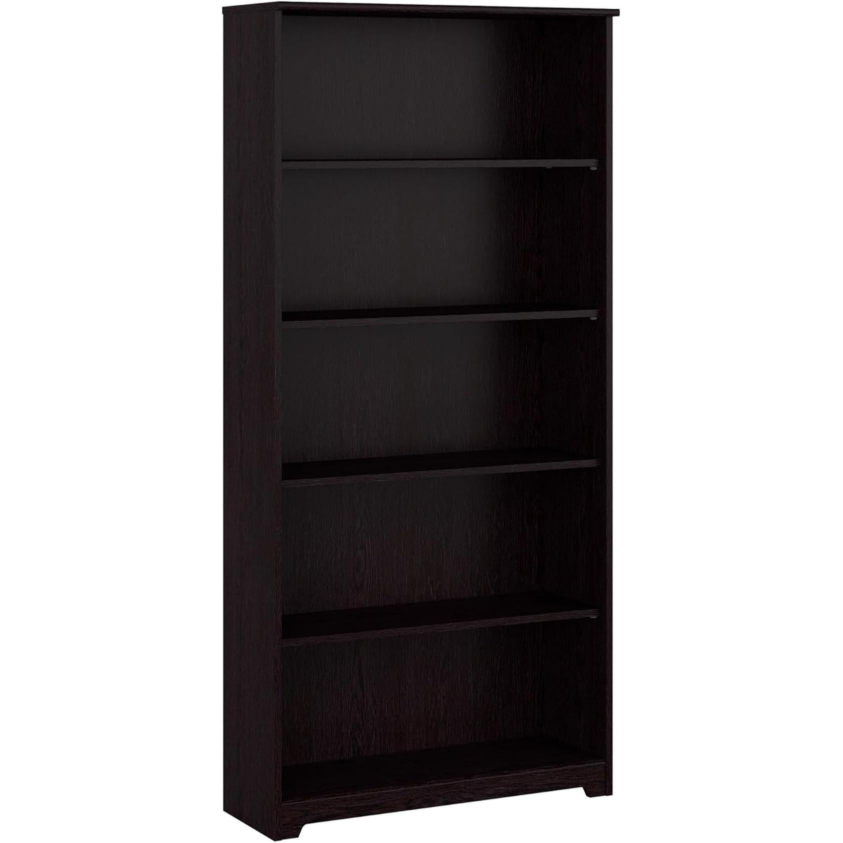 Bush Furniture Tall 5 Shelf Bookcase, Large Open Bookshelf, Sturdy Display Cabinet for Living Room or Home Office, Cabot Collection, Espresso Oak-0