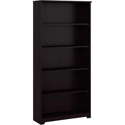 Bush Furniture Tall 5 Shelf Bookcase, Large Open Bookshelf, Sturdy Display Cabinet for Living Room or Home Office, Cabot Collection, Espresso Oak-0