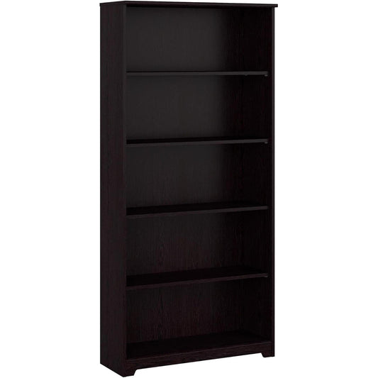 Bush Furniture Tall 5 Shelf Bookcase, Large Open Bookshelf, Sturdy Display Cabinet for Living Room or Home Office, Cabot Collection, Espresso Oak-0