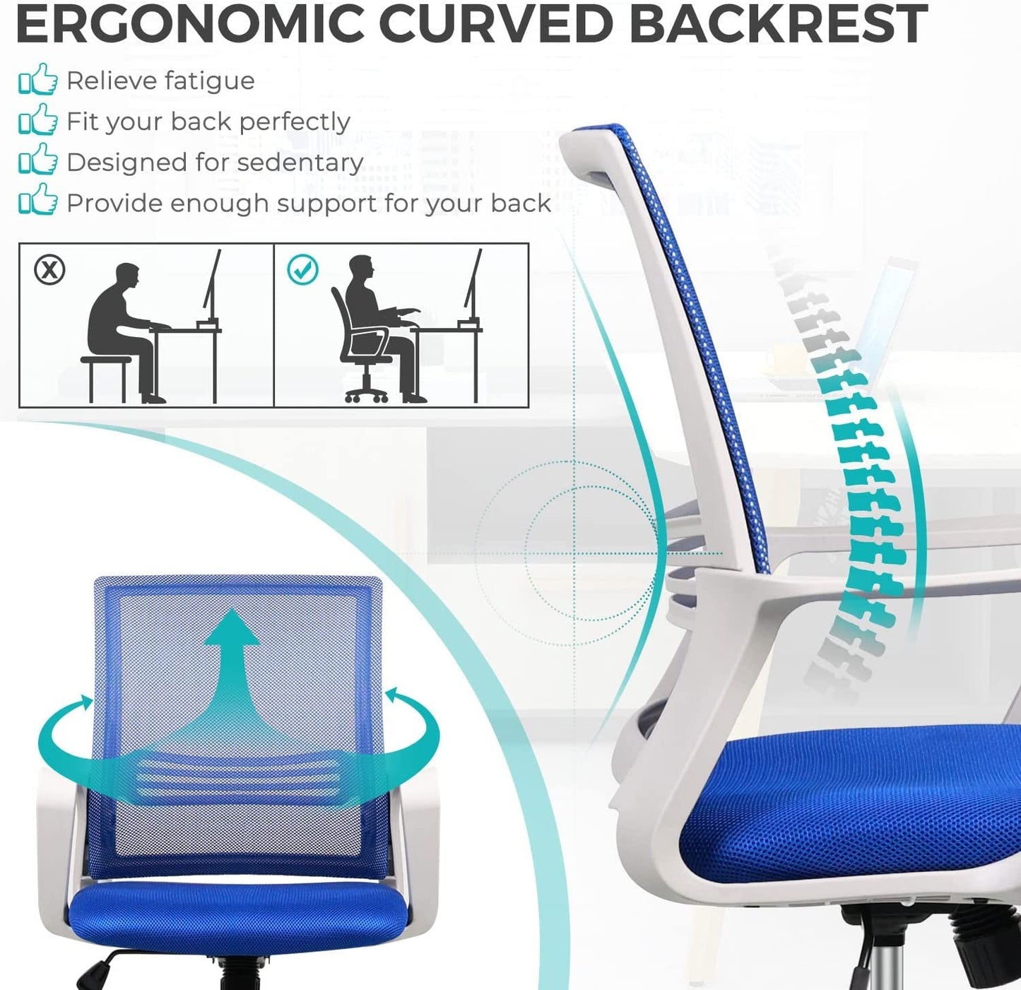 Pink Ergonomic Office Chair with Wheels and Support-4