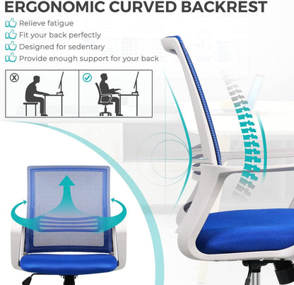 Pink Ergonomic Office Chair with Wheels and Support-4