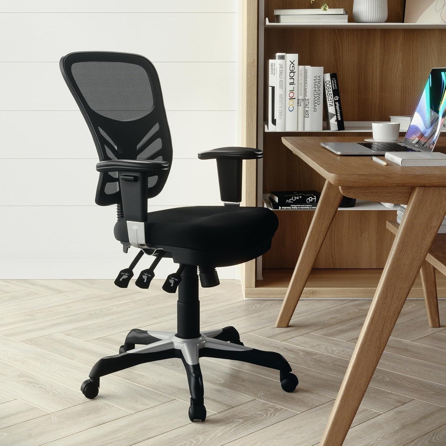Nicholas Mid-Back Swivel Office and Gaming Chair, Ergonomic Mesh Office Chair with Adjustable Lumbar Support and Height, Black-1
