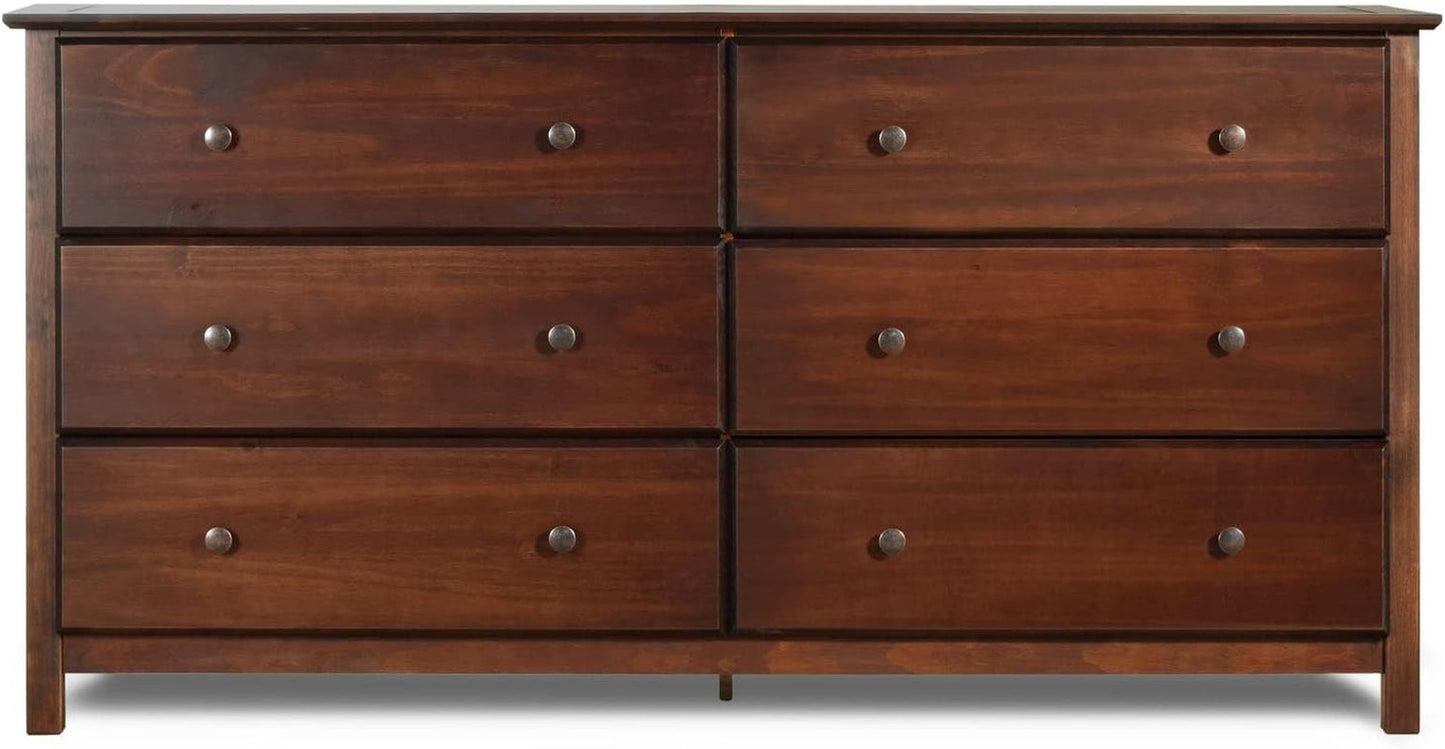 Shaker 6-Drawer Dresser, Solid Wood with a Cherry Finish-3