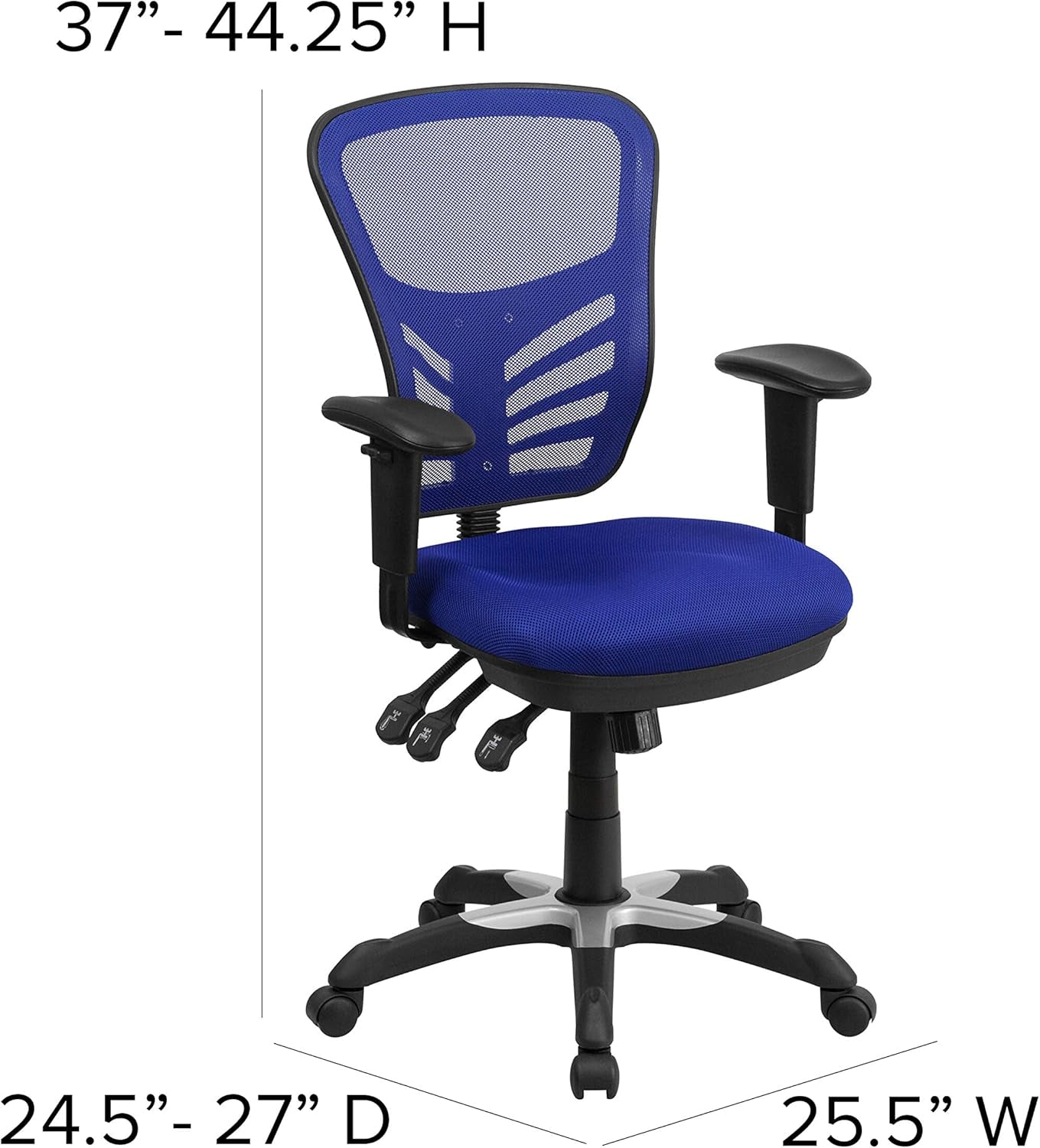 Nicholas Mid-Back Swivel Office and Gaming Chair, Ergonomic Mesh Office Chair with Adjustable Lumbar Support and Height, Blue-2