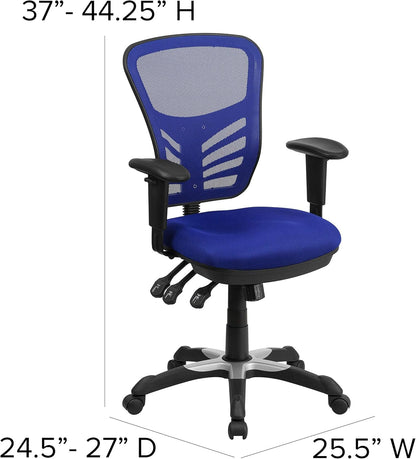 Nicholas Mid-Back Swivel Office and Gaming Chair, Ergonomic Mesh Office Chair with Adjustable Lumbar Support and Height, Blue-2