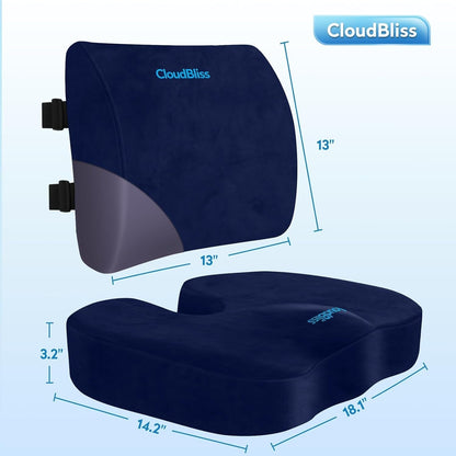Seat Cushion,Office Chair Cushion,Car Seat Cushion,Lumbar Support Pillow for Office Chair,Back Support Memory Foam Pillow Coccyx Cushion for Tailbone Pain,Sciatica & Back Pain Relief -Blue-1