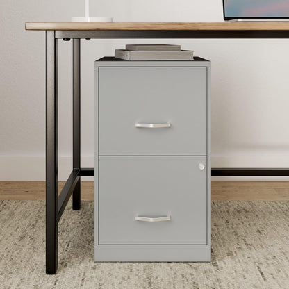 2-Drawer File Cabinet, 14.2" X 18" X 24.5", Silver-1