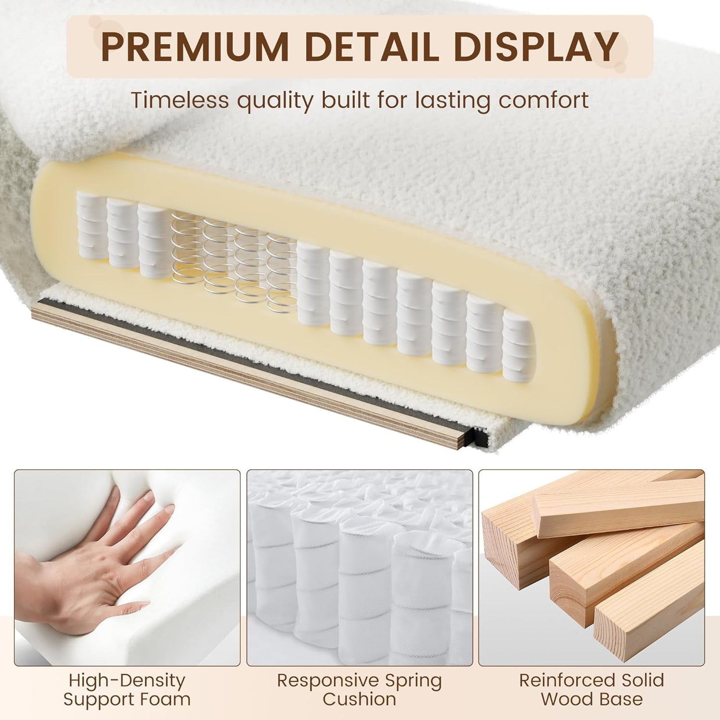 White Modern Accent Chair With Metal Frame And Wood Armrests-2