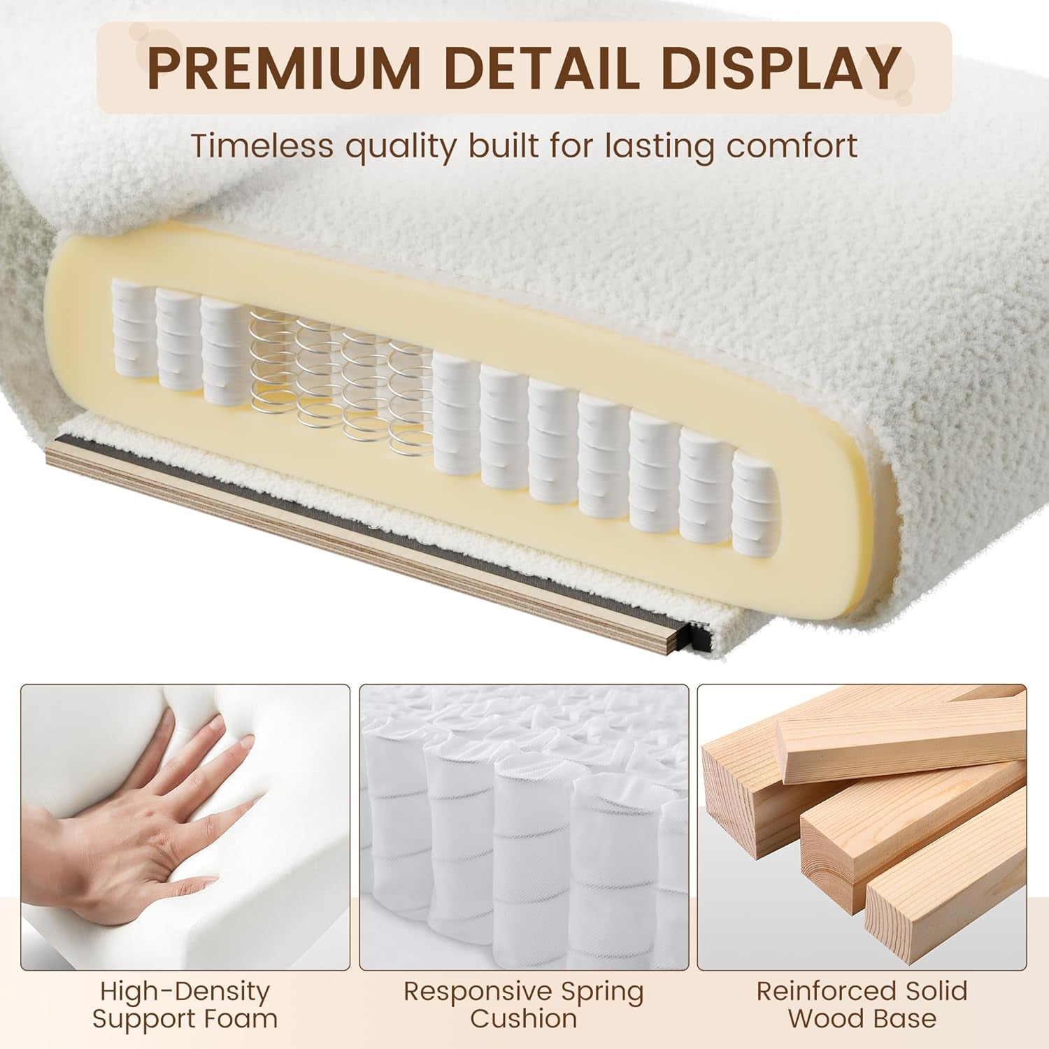 White Modern Accent Chair With Metal Frame And Wood Armrests-2