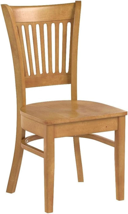 VAC-OAK-W Vancouver Kitchen Dining Chairs - Slat Back Wooden Seat Chairs, Set of 2, Oak-3