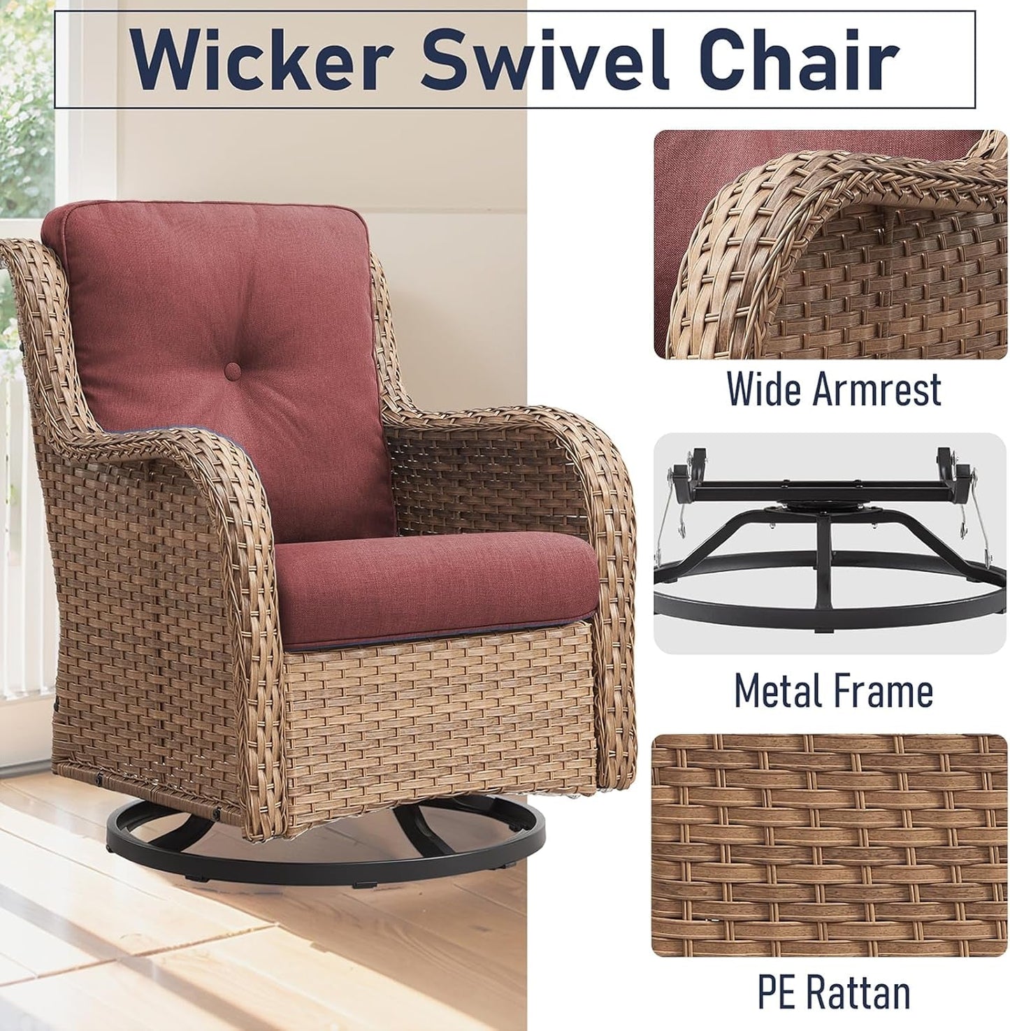 11 Piece Outdoor Furniture Set with Swivel Rocker Chairs-4