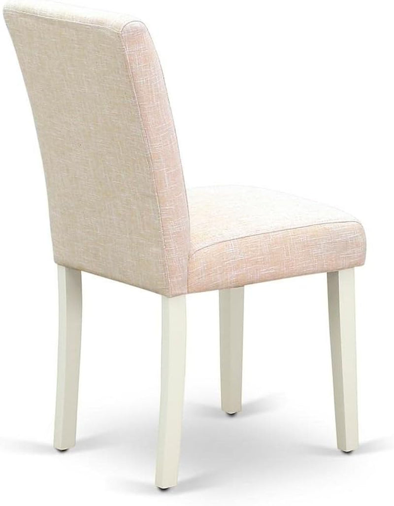 Abbott Parson Dining Room Chairs - Light Beige Linen Fabric Upholstered Chairs, Set of 2, Linen White-4