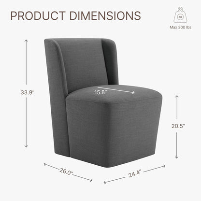 Dining Chairs with Casters No Assembly Upholstered Wingback Single Sofa Armless Deskchair for Bedroom Waiting Room Kitchen Diningroom-2