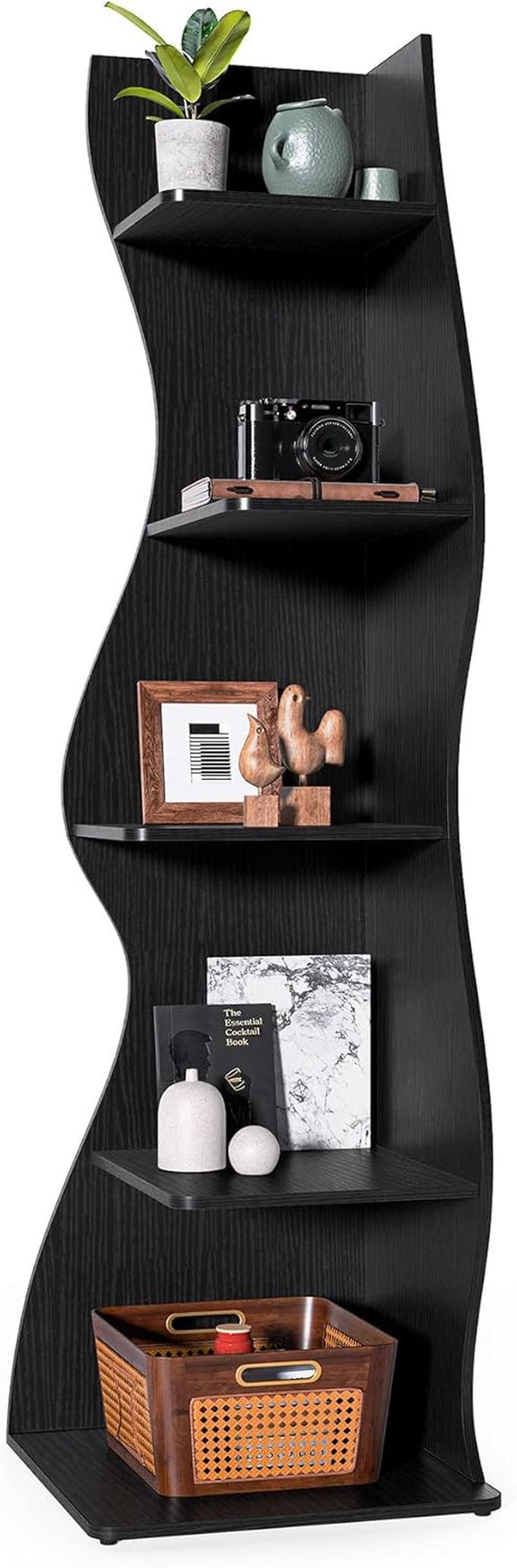 White 5 Tier Corner Shelf Wall Bookcase Small Spaces-0