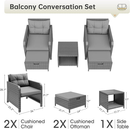 Sturdy Five Piece Patio Conversation Set With Cushions-1