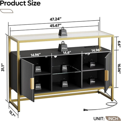 Classic Black 47 Inch Coffee Bar Cabinet With Power Outlet-1
