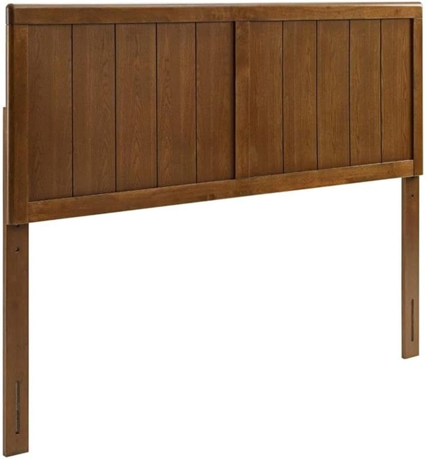 Modern Walnut Rubberwood King Headboard with Panel Detail-0