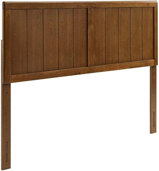 Modern Walnut Rubberwood King Headboard with Panel Detail-0