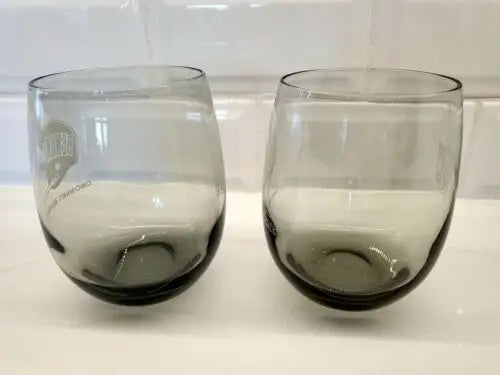 Two gray smoked glass tumblers featuring Cincinnati Bengals logo design