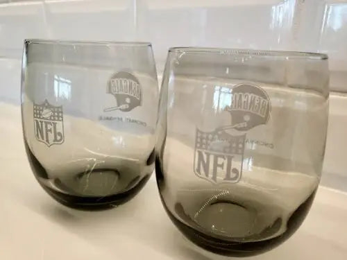 Two gray smoked glass tumblers featuring the Cincinnati Bengals logo