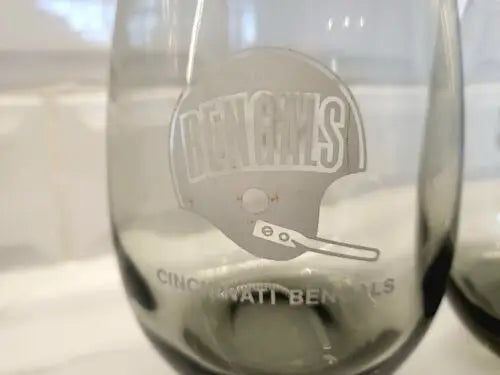 Cincinnati Bengals smoked glass tumblers featuring vintage logo design