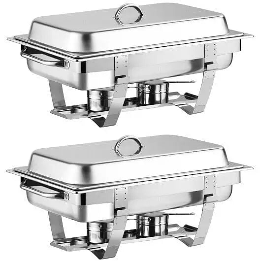 2 Packs Stainless Steel Full-Size Chafing Dish - Color:Silver - Chafing Dish