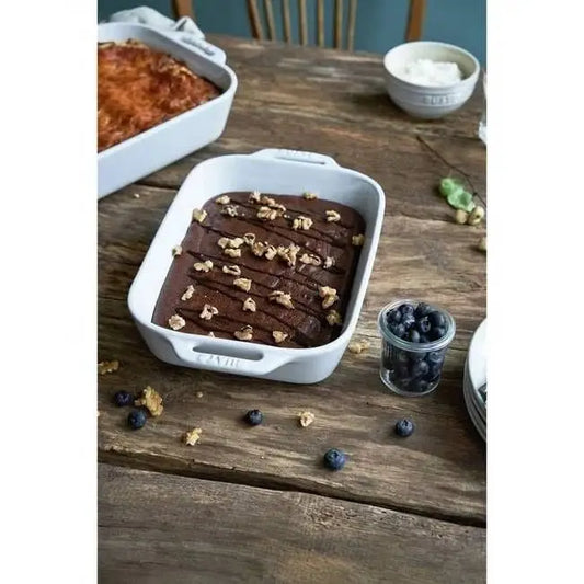 2 Piece Ceramic Stoneware Bakeware Casserole Dish Set in White - Bakeware